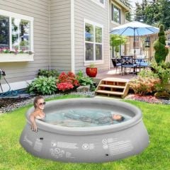 Outsunny Inflatable Swimming Pool with Hand Pump - Grey