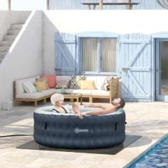 Outsunny 4 Person Inflatable Hot Tub - Blue