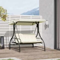 Outsunny 2in1 Canopy Swing Chair - Beige and Black - 84A-031