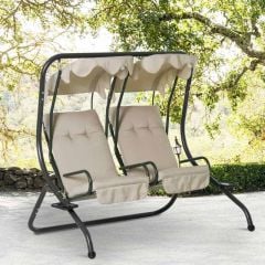 Outsunny 2-Seater Separate Swing Chair - Beige - 84A-052