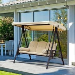 Outsunny 3 Seater Canopy Cushion Swing Chair - Beige - 84A-069