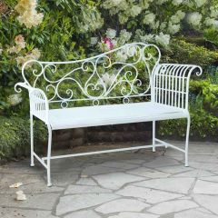 Outsunny 2 Seater Metal Garden Bench - White - 84B-073