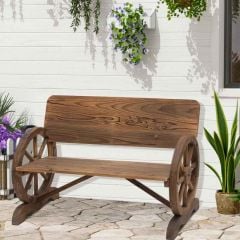 Outsunny Wooden Wagon Wheel Bench - Brown - 84B-408