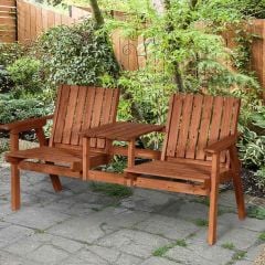 Outsunny 2-Seater Fir Wood Bench w/ Centre Table - 84B-441