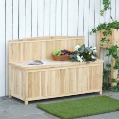 Outsunny Wooden Storage Garden Bench - Natural - 84B-460