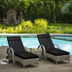 Outsunny Sun Lounger Cushions - Set of 2 - Black - 84B-514V70BK