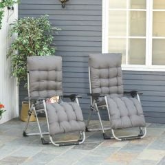 Outsunny Reclining 2 PCS Zero Gravity Chair Folding Garden Sun Lounger Cushion Headrest