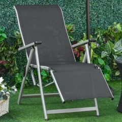 Outsunny Reclining Sun Lounger Chair - Black - 84B-537BK