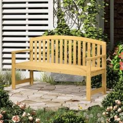 Outsunny 2 Seater Wooden Garden Bench with Armrest for Park Balcony - Orange - 84B-634V00OG