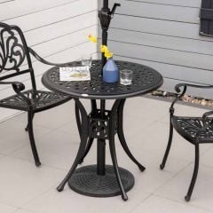 Outsunny Round Bistro Table with Parasol Hole - Cast Aluminium - 780mm - Black - 84B-729