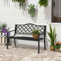 Outsunny 2-Seater Garden Bench Antique Loveseat for Yard Lawn Porch Patio Steel - 84B-754