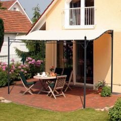 Outsunny 3 x 3m Pergola Gazebo Wall Mounted Garden Porch - Black & Cream White - 84C-038