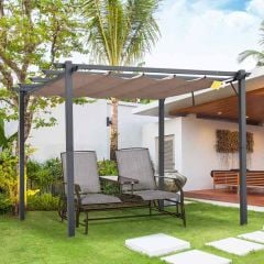 Outsunny 3 x 3m Outdoor Aluminium Pergola - Brown & Grey - 84C-054BK