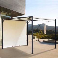 Outsunny 3 x 3m Outdoor Metal Retractable Pergola Canopy - Cream White & Black - 84C-063CW