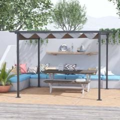 Outsunny 3.5 X 3.5m Metal Retractable Pergola Gazebo Awning Outdoor Canopy - Black & Grey - 84C-092GY