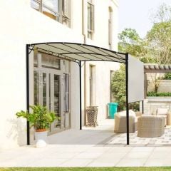 Outsunny 3 x 2.5m Pergola Door Canopy with Extended Shelter - Cream White - 84C-135
