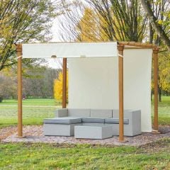 Outsunny Steel Frame Retractable Outdoor Garden Pergola - Beige - 84C-168BG
