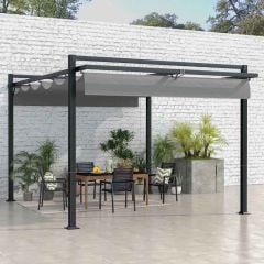 Outsunny 3 x 4m Pergola with Retractable Sun Shade Canopy - Dark Grey - 84C-476V01CG