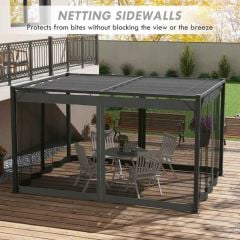 Outsunny 3 x 4m Retractable Pergola with Mesh Curtains - Dark Grey - 84C-482V00GY