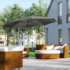 Outsunny 3x3m Cantilever Parasol With Cross Base - Grey - 84D-052V00GY
