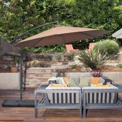 Outsunny 3m Cantilever Parasol With Crank Handle And Cross Base - Beige - 84D-096V01CF