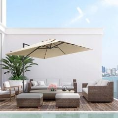 Outsunny 2.7m Cantilever Parasol With Cross Base - Cream White - 84D-120V00CW