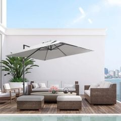 Outsunny 2.7m Overhanging Cantilever Parasol With Cross Base - Grey - 84D-120V00GY