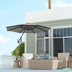 Outsunny 3m Cantilever Parasol With Cross Base - Black And White - 84D-317V00MX