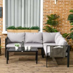 Outsunny 4 Piece Garden Furniture Set - Grey/Black