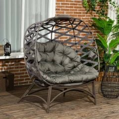 Outsunny 2 Seater Egg Chair with Cushion - Sand Brown - 84G-264V70SD