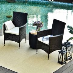 Outsunny 2-Seater Rattan Chairs Set - Dark Coffee - 861-004