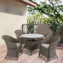 Outsunny 5 Piece Patio PE Rattan Wicker Dining Table & Chairs Set - Mixed Grey - 861-045