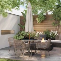Outsunny 4 Seater Rattan Garden Dining Set - Light Brown - 861-100V70LR