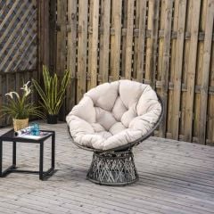 Outsunny 360° Swivel Rattan Chair - Beige and Grey - 867-021V70