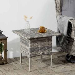Outsunny Rattan Side Table - 500x500mm - Mixed Grey - 867-133V00GG