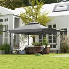 Outsunny 5 x 3m Pop Up Gazebo With Extend Dual Awnings - Grey - 84C-503V00GY