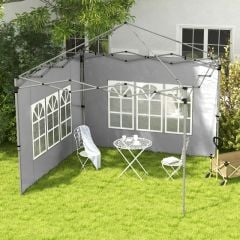 Outsunny Replacement Side Panels for 3x3m or 3x4m Pop Up Gazebo - Set of 2 - Grey - 84C-458V00LG