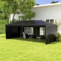 Outsunny 6 x 3m Marquee With Windows & Side Panels - Black - 840-062V01BK