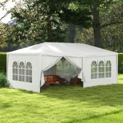 Outsunny 6 x 3m Marquee With 6 Removable Side Walls - White - 84C-197V01WT