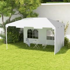 Outsunny 3 x 4m Half-Open Marquee With Windows - White - 84C-328V02WT