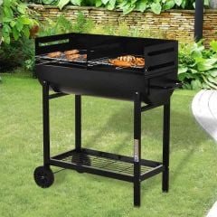 Outsunny Steel 2-Grill Charcoal BBQ With Two Wheels - Black - 846-049 Main Image