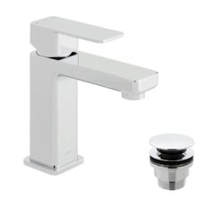 Vado Phase Mono Basin Mixer Smooth Bodied Single Lever Deck Mounted with Universal Waste and Honeycomb Flow Regulator - PHA-200F/CC-C/P
