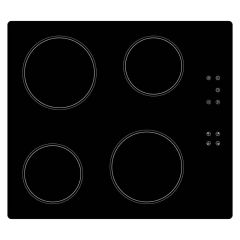 Prima 60cm Ceramic Hob - Black Glass - Induction Rings And Touch Control Panel Top View