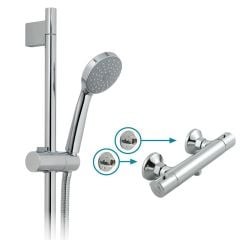 Vado Prima Thermostatic Bar Mixer Shower with Single Function Shower Kit - Chrome - PRIMABOX4/B-SF-C/P