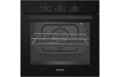 Prima Single Built-In Electric Fan Oven Black - Front Face Display View