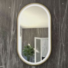 RAK Ceramics Art Oval 450 x 1000mm LED Mirror - Brushed Gold - RAKARTOVBG5001