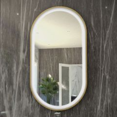 RAK Ceramics Art Oval 550 x 1000mm LED Mirror - Brushed Gold - RAKARTOVBG5002