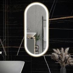RAK Ceramics Picture Oval 550 x 1000mm LED Illuminated Mirror - Brushed Gold - RAKPICOVBG5002