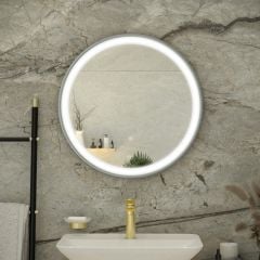 RAK Ceramics Picture Round 600 x 600mm LED Illuminated Mirror - Brushed Nickel - RAKPICRNBN5001