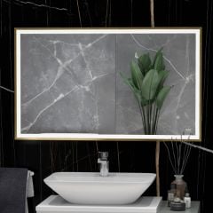 RAK Ceramics Picture Square 600 x 1000mm LED Illuminated Mirror - Brushed Gold - RAKPICSQBG5003
